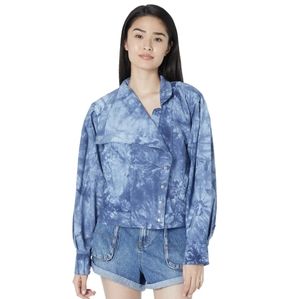 BLANKNYC Tie-Dye Utility Jacket Blue Moto Style Women's Size XS NWOT